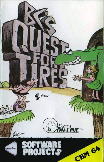 B.C.s Quest for Tires & B.C.s II: Grog's Revenge box art for Commodore 64